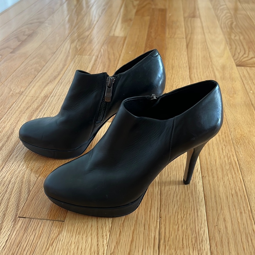 Vince Camino black high heeled booties, size 6